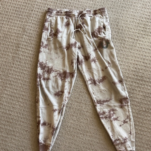 True Religion Beige and Brown Tie-Dye Joggers - Picture 1 of 6